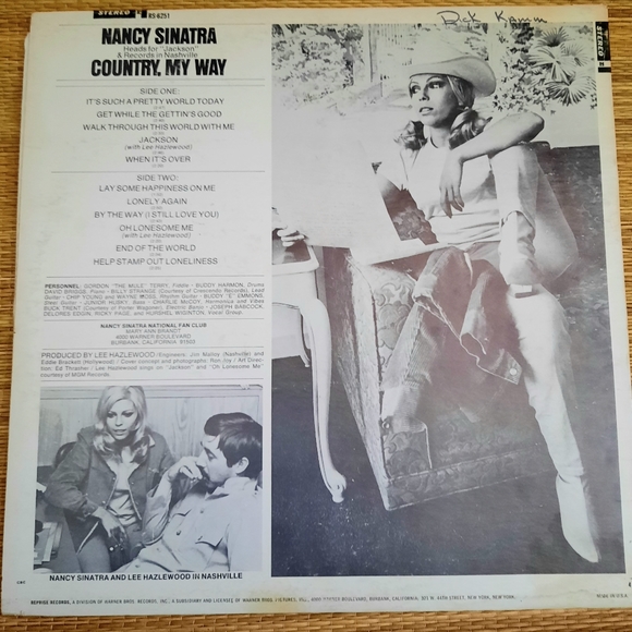 Nancy Sinatra- Country, My Way, Reprise 6251, Vinyl LP, 1967 - Picture 2 of 8